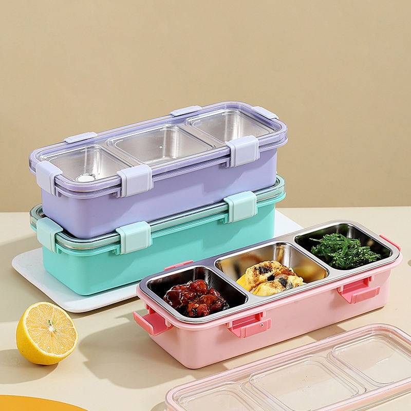3 Compartments Stainless Steel Lunch Box - Lx7107